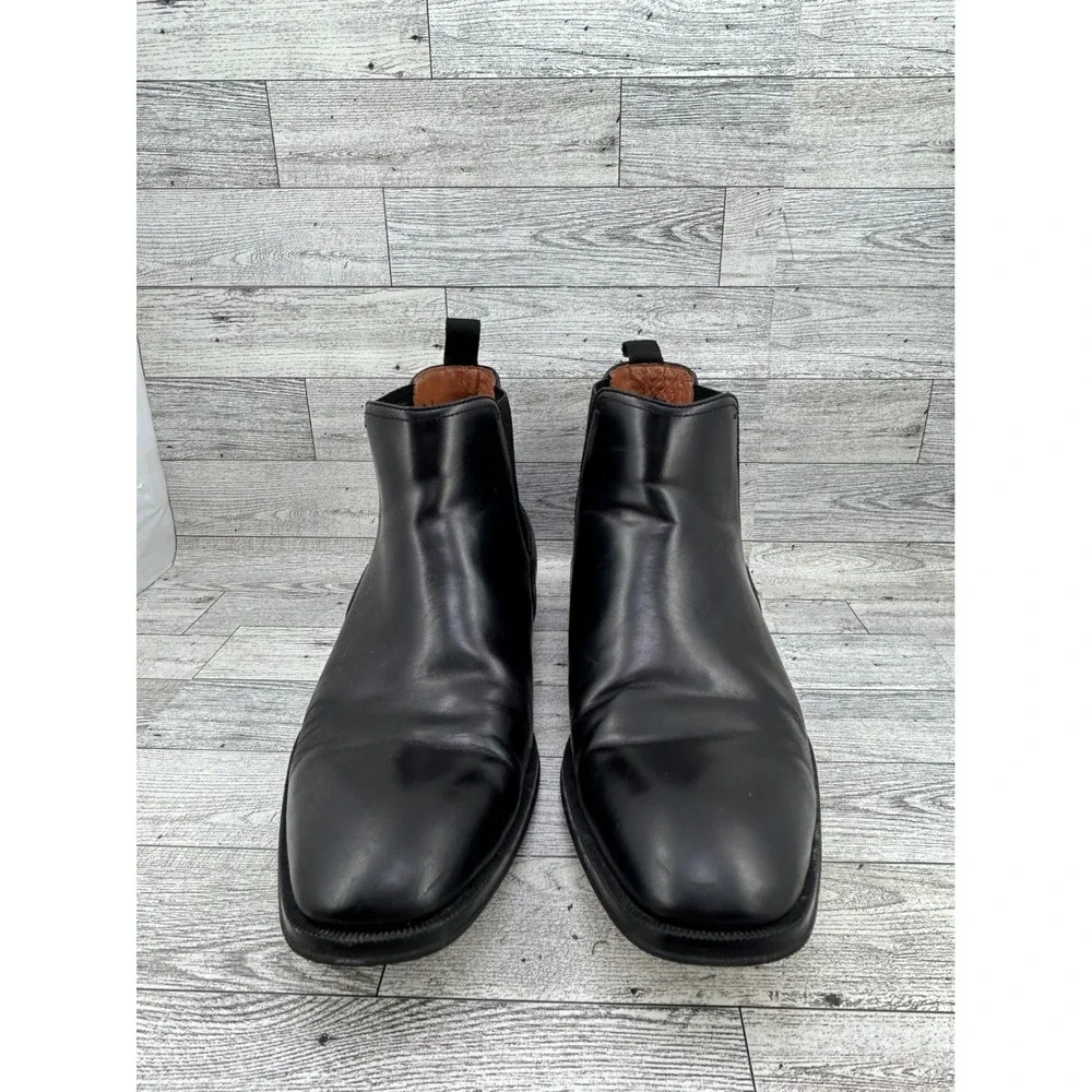 Florsheim Men Black Leather Chelsea Boots Square Toe Plaid Gore 11834-001 Sz 10M